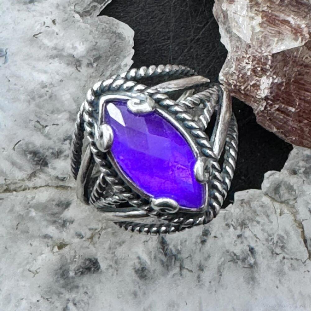 Carolyn Pollack Sterling Silver Faceted Marquise Amethyst Split Shank Sz 6 Ring